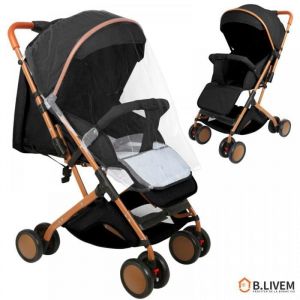 B.LIVEM Poussette de Luxe Poussette Canne 2 en 1 pour B&eacute;b&eacute;s de 0 &agrave; 4 ans Pliable Noir