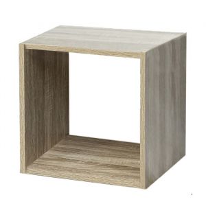 Étagère à 1 case meuble de rangement ouvert pour livres et décoration coloris chêne - Longueur 344 x profondeur 32 x Hauteur 344