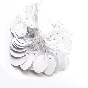Emballages &eacute;tiquettes prix ovales pour bijoux 26 x 18 mm (100 pi&egrave;ces) Blanc 26 x 18 x 02