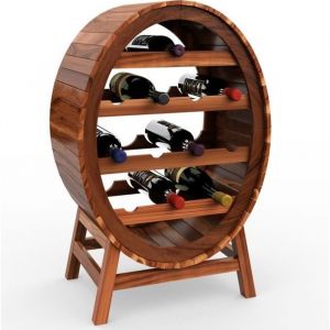 Étagère à vin 12 bouteilles 90x50x30cm Range bouteille 4 niveaux Casier à vin en bois tonneau déco cave à vin