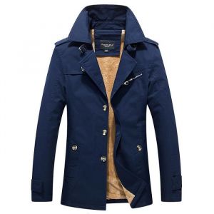 Veste Caban Automne Homme - Funmoon - Couleur unie - Bleu marine - Casual Mode