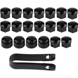 Qiilu Cache-écrou de roue 17mm 20 pcs 17mm Capuchons de Protection Couvercle dÉcrou de Roue Voiture pour Audi Noir