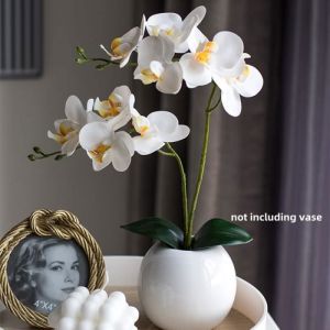 Orchid&eacute;e Artificielle Blanche 1 Pi&egrave;ce - Fleur D&eacute;corative Int&eacute;rieur 35cm - Sans Pot/Vase Inclus