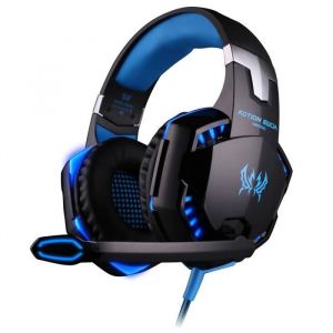 Gaming Casque Micro Casque Filaire PC PS3 Xbox One Microphone Headset Basse St&eacute;r&eacute;o LED Lumi&egrave;re Contr&ocirc;le Volume - Bleu