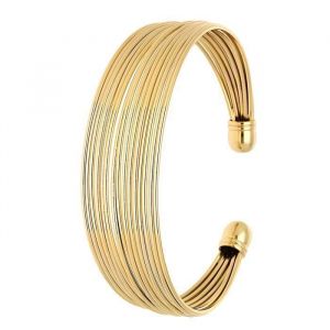 Bracelet - Femme - Rigide - Multi-Jonc - Lisse - Ajustable - Plaqu&eacute; Or Jaune 750/1000 - 3 Microns - 55 mm