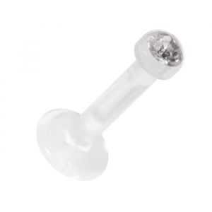 Bijou Piercing Labret - Lèvre Push-Fit Bioflex Flexible Strass Blanc VotrePiercing - 1.2 x 9 x 2.0 mm