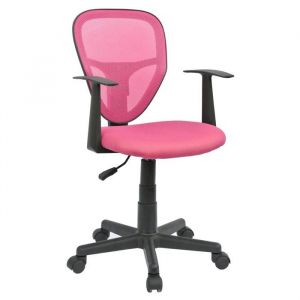 Chaise de bureau pour enfant STUDIO fauteuil pivotant et ergonomique avec accoudoirs siège à roulettes hauteur réglable mesh rose