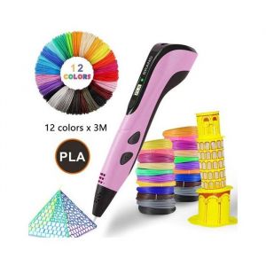 Stylo 3D - Stylo 3D pour enfants - Kit de d&eacute;marrage stylo 3D - Avec &eacute;cran LCD - 10 couleurs - C&acirc;ble de 5 m&egrave;tres- Dessin et peint