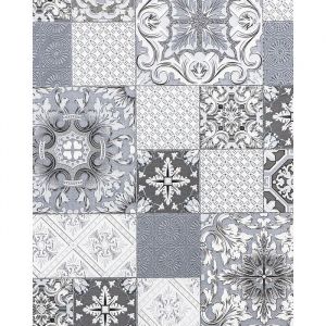 Papier peint pour cuisine et bain EDEM 87001BR10 papier peint vinyle légèrement texturé avec un dessin carrelage et des accents