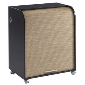 Bureau Informatique Noir &agrave; Roulettes - Ch&ecirc;ne Naturel - L 79.2 x l 53.2 x H 93.8 cm