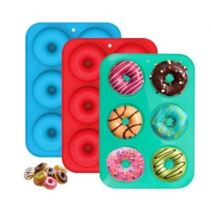 3 pièces Moule Donuts Silicone Moules à Donuts en Silicone 6 Cavités Anti-Adhérentes Moule à Beignets Moule A Donuts Silicone
