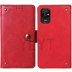 TienJueShi Rouge Magnétique Cuir Housse Flip Coque TPU Silicone Case Pour Doro 8100 8110 Plus 6.008 inch Étui Couverture Cover