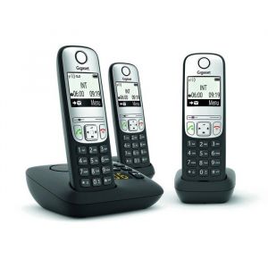 T&eacute;l&eacute;phone DECT Trio - Gigaset - A690A - R&eacute;pondeur num&eacute;rique - &Eacute;cran &eacute;clair&eacute; - Mains libres
