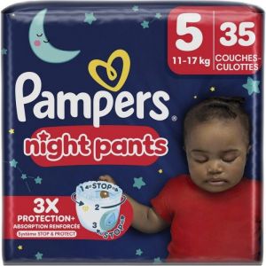 PAMPERS Couches Culottes B&eacute;b&eacute;s Night Pants T5 11-17Kg 35 couches culottes