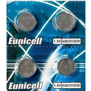 Lot 4 Piles Bouton AG5 / LR754 / LR48 / 193 / GP93A / 393 / SR754 W / G5 - Pile Alcaline Eunicell