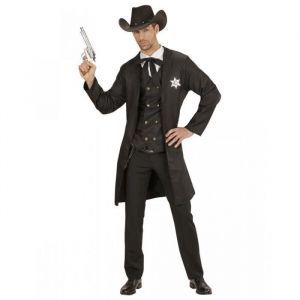 Déguisement Ouest Sheriff 4 pièces pour adulte - Horror-Shop.com - Noir/Blanc/Or - Taille XL