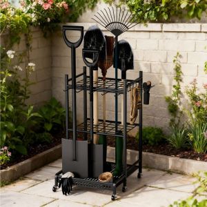 Range Outils de Jardin Sinbide Stockage optimis&eacute; pour Organisation et Stockage Abri Ext&eacute;rieur des OutilsR&acirc;teaux Balais Long Manche