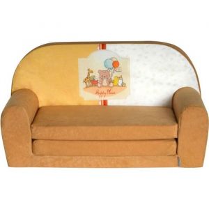 Canapé lit enfant FORTISLINE Happy Place - Marron - Microfibre - A partir de 3 ans