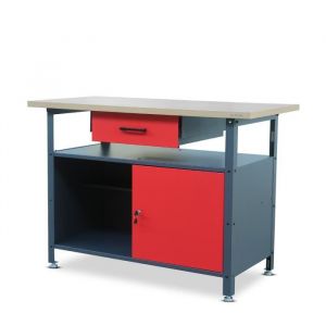 Etabli Atelier Garage avec Plan de Travail Tiroir Compartiment Verrouillable Pieds réglables 120 cm x 60 cm x 85 cm