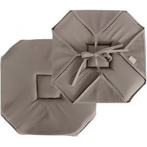 Galette de chaise à rabats et nouettes Taupe 40x40 cm