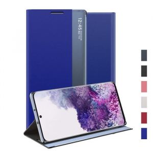 Coque Samsung S20+Smart View Flip Cover PU Cuir Standing Rabat Interne Antichoc Étui pour Samsung Galaxy S20 PlusBleu