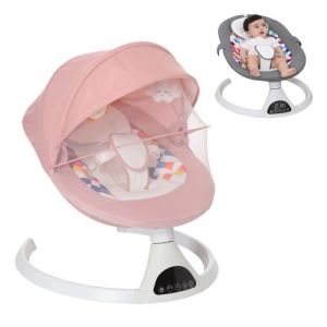Balancelle Electrique B&eacute;b&eacute; Capteur intelligent harnais 5 points roseTransat bebe 3 en 1