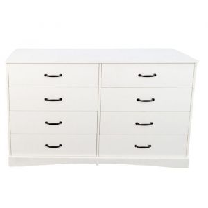 Commode blanche 140x40x86 cm Armoire de rangement avec 8 tiroirs Buffet  Moderne Chambre Salon