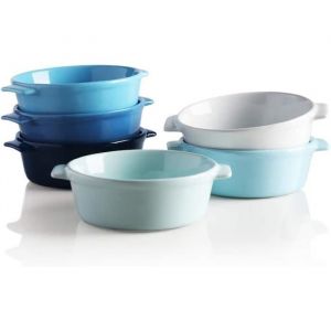 SWEEJAR Ramequin Crème Brulée en Céramique - Lot de 6 Ramequin en Porcelaine -  Moules à Soufflés 280ml- Couleur similaire