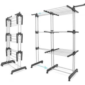 S&eacute;choir &Agrave; Linge Pliable Avec 6 Ailes Sur 4 NiveauxEtendoir Linge Int&eacute;rieurTaille 89 X 66 X 178 CmS&eacute;choir Linge Stable