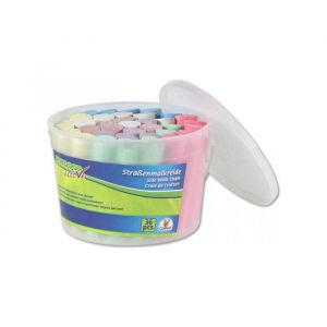 SEAU DE 36 CRAIES DE TROTTOIR COULEURS ASSORTIES - JOUET CREATIF - JEU PLEIN AIR