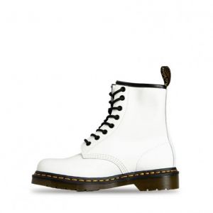 Boots Femme Dr Martens SMOOTH - Blanc - Cuir - 8 trous de la&ccedil;age