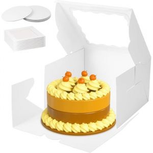 Bo&icirc;te &agrave; g&acirc;teau avec fen&ecirc;tre - VETOBIOL - Lot de 10 - 305x305x305 cm - Blanche - Fen&ecirc;tre de visualisation
