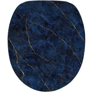 Abattant WC Marbre Bleu foncé - Finition de haute qualité - Charnières robustes - Fixation facile