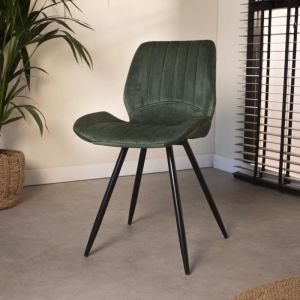 Chaise Salle A Manger Industrielle Vert Velours - DIMEHOUSE - Beau - Vert - 1 place - M&eacute;tal - Int&eacute;rieur
