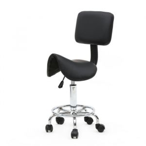 Tabouret de massage tabouret selle ergonomique pivotant 360° Avec dossier Rotatif Hauteur réglable 150kg Noir