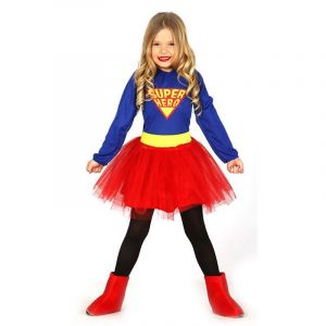 Déguisement Super Héros Fille - FIESTAS GUIRCA - Taille 12/14 ans - Robe bleue à logo V et tutu rouge