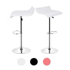 Tabouret de bar CIFUNZERO en similicuir style europ&eacute;en simple &agrave; plateau carr&eacute; lot de 2 blancs purs