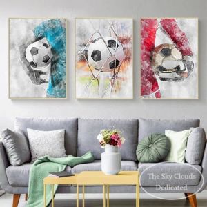 Football Affiche Toile Peinture Moderne Football Garçon Décor HD Imprimé Mur Art Photos Salon Chambre Décor 50x70cm Sans Cadre