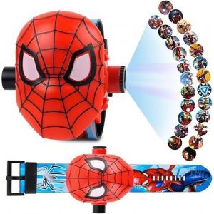 Spiderman Montre EnfantMontre ProjecteurMontre Digitale au Poignet avec 24 ProjectionsProjection Jouets pour Enfant-Rouge