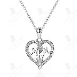 LCC® S925 argent Sterling mère diamant creux pendentif bijoux femme coeur croix chaîne fête des mères collier