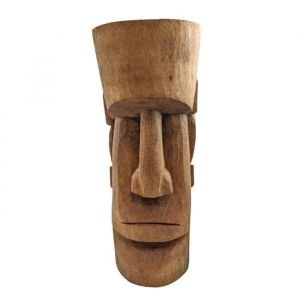 Statue / Porte-plante - Moai - Île de Pâques - Bois de cocotier - 50cm - Marron / Chocolat