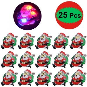 Badge de Noël - Automate Père Noël - 25 PCS - Lumineux avec LED - 3 x 3 x 0.5 cm - Plastique