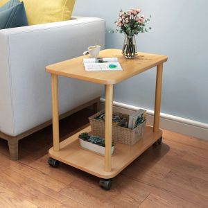 Carré Table Basse Table dappoint pivotante à 360 degrés 2 étagère ouverte en bois pour canapé petite table à thé - 60x30x47cm