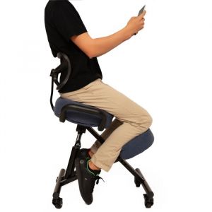 Kenoko OKNEEL - Chaise à Genoux Ergonomique avec Dossier  Siège Assis-Genoux Réglable Posture Droite & Confortable  Gris-Bleu