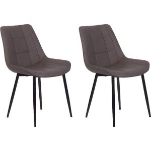 Chaises en simili-cuir marron fonc&eacute; MELROSE - BELIANI - Contemporain - Design - Lot de 2 - Salle &agrave; manger