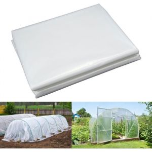 Bache pour SerreBache Plastique Transparente Bache Serre Tunnel 2m x 8m Film Poly&eacute;thyl&egrave;ne de Extra-&eacute;pais Clair Jardin Grandir