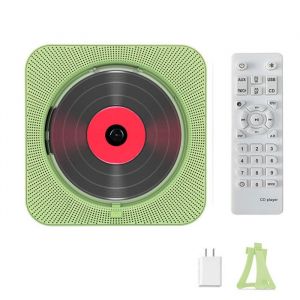 Lecteur CD Bluetooth - Batterie 2600mAh - Compatible CD / USB / carte TF - Minuterie marche/arr&ecirc;t Radio FM - T&eacute;l&eacute;commande - Vert