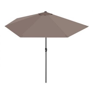 Demi-parasol de jardin coloris taupe parasol de balcon avec manivelle - Diam&egrave;tre 270 x Profondeur 135 x Hauteur 230 cm