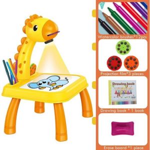 (Girafe Jaune) Tableau d&eacute;criture Musique Peinture Multifonctionnel Enfant Projecteur de Dessin pour Enfant Tableau de Dessin pour