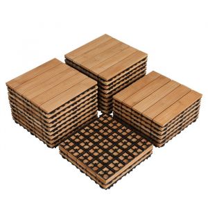 Yaheetech Lot de 27 Parquets Dalles de Terrasse Caillebotis en Bois Composite Couleur Bois